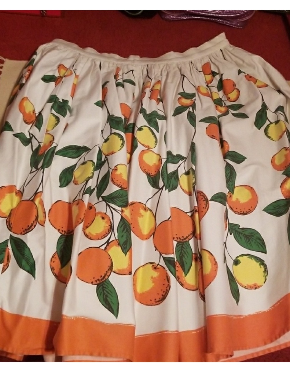 Pinup couture oranges skirt 17 1/2 flat